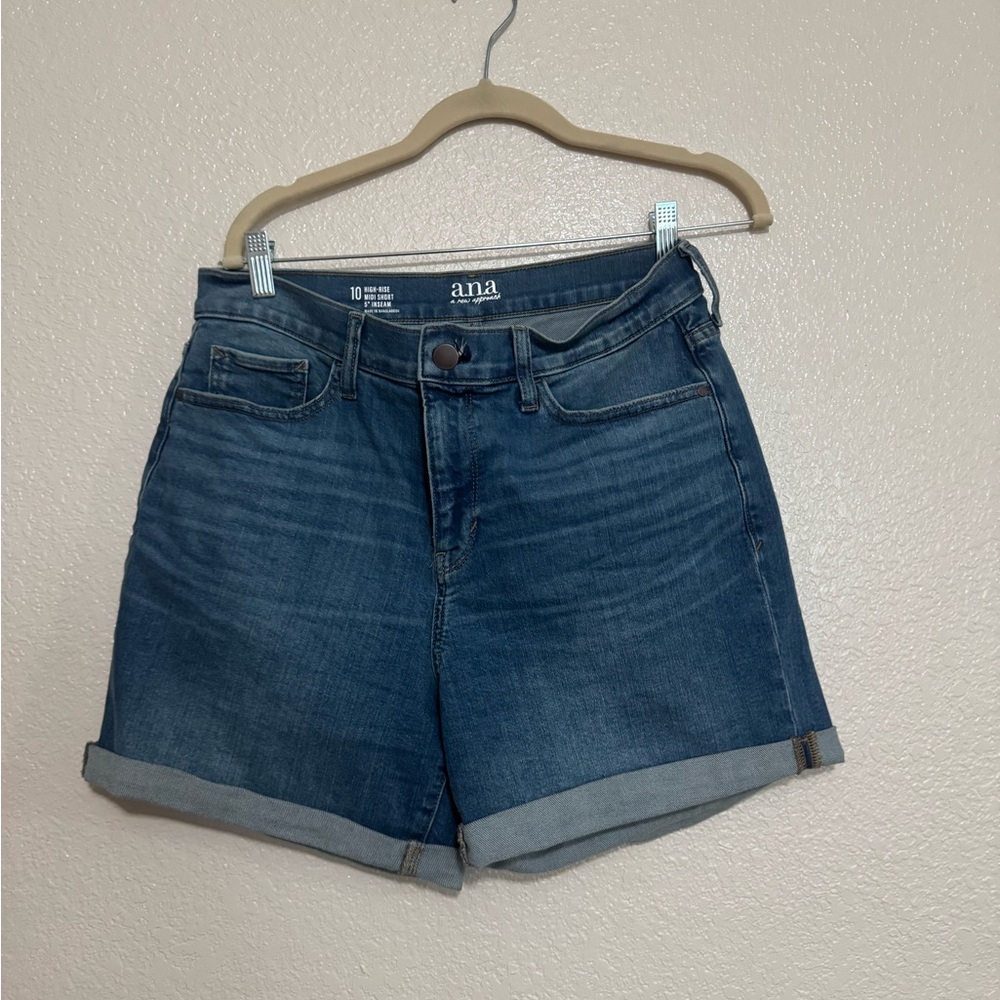 a.n.a high rise midi short 5” inseam Classic Blue Jean Shorts - Picture 2 of 4